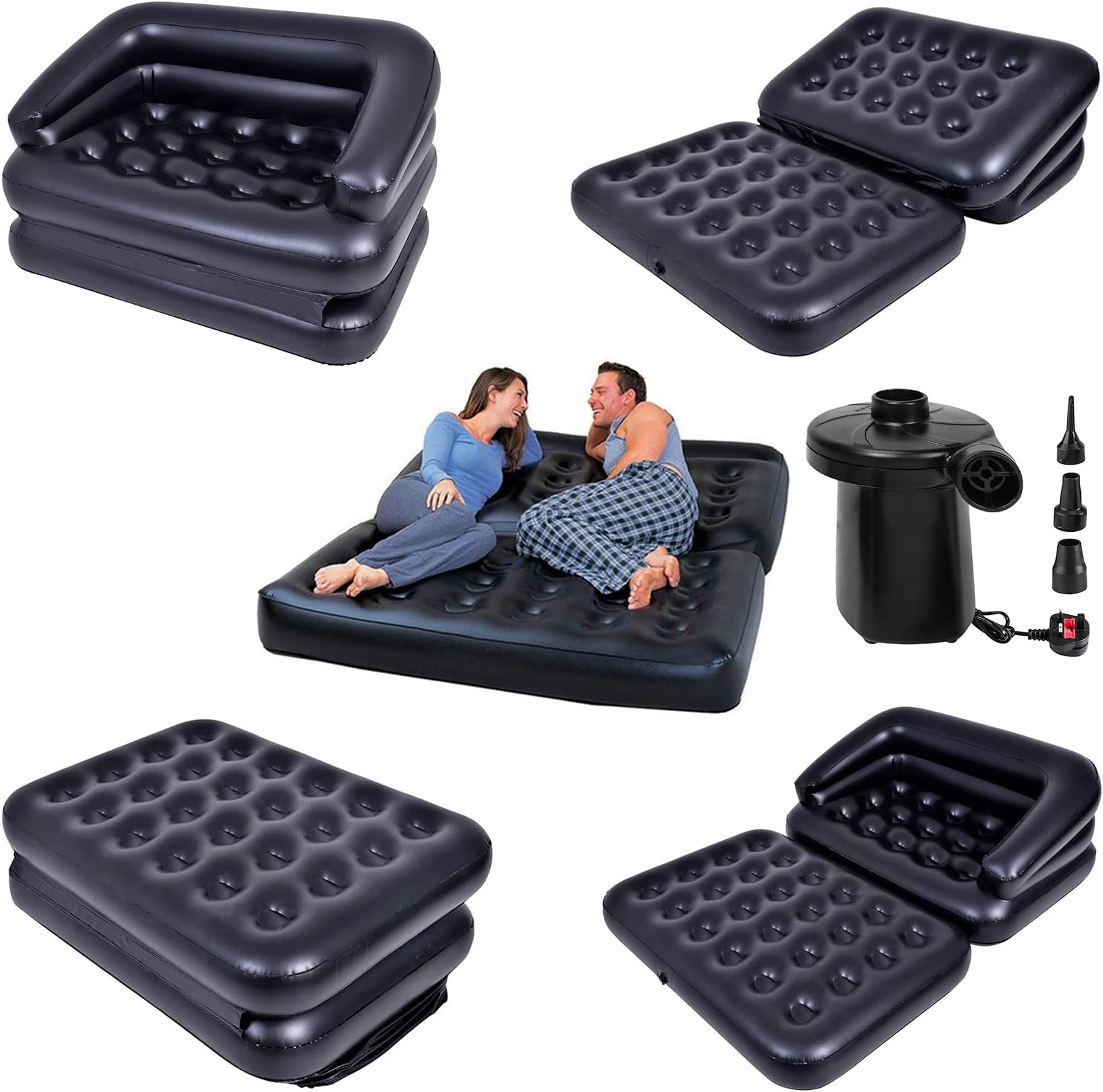 HiGear Deluxe Double Air Bed with Builtin Foot Pump and Raised Pillow