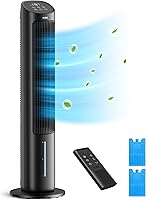 DREO 40" Evaporative Tower Fan Blows Cold Air - Quiet 80° Oscillating Bedroom Cooler, Remote, 3 Modes 4 Speeds