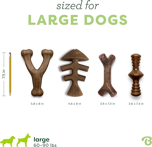 Vista 4 de Benebone - Paquete de 4 juguetes masticables grandes para perros para masticadores agresivos, fabricados en Estados Unidos, 90 libras y menos