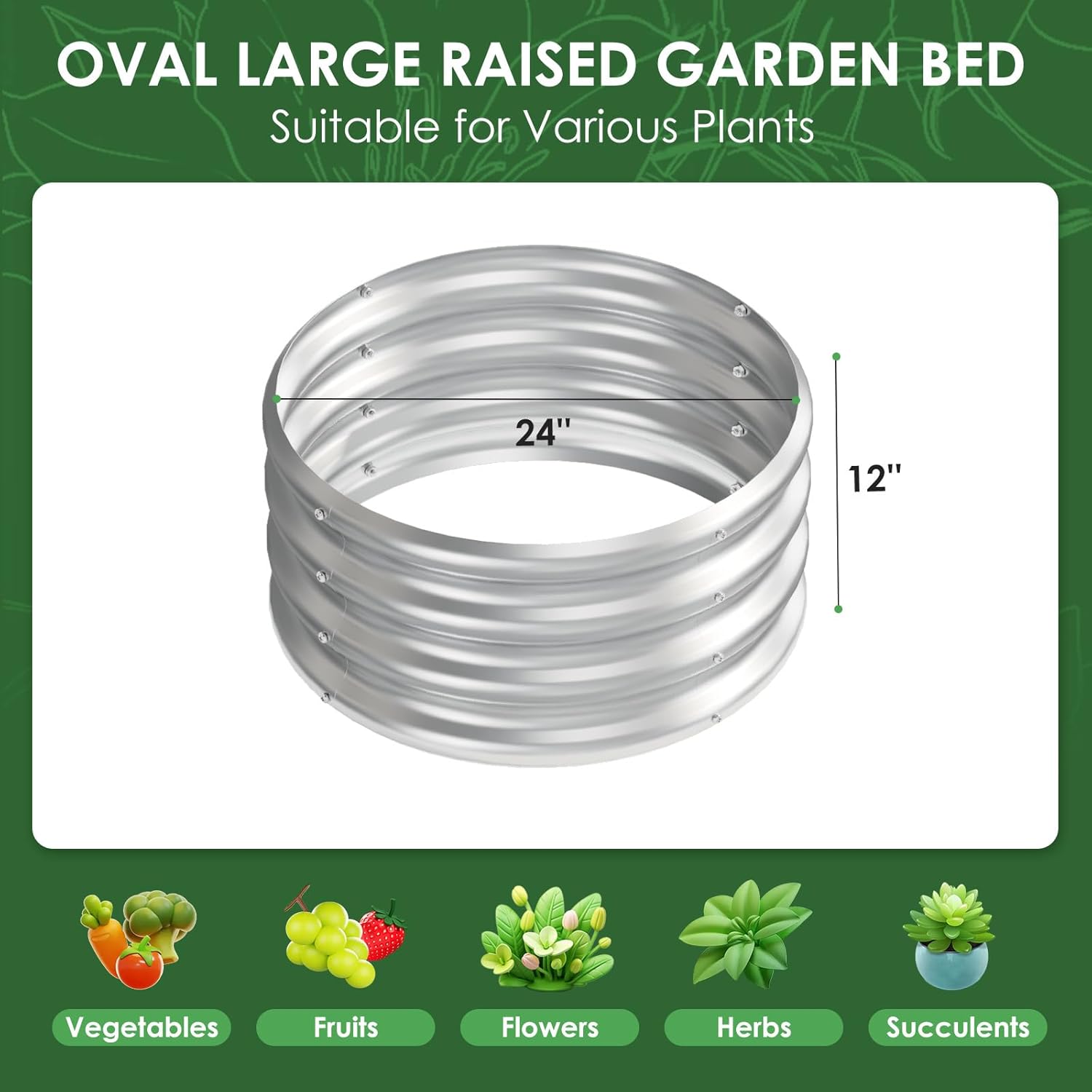 4 Pack 2×2×1 feet Outdoor Galvanized Raised Garden Bed Kit, Round Metal Planter Box for Vegetables, Flowers, Herb, Silver