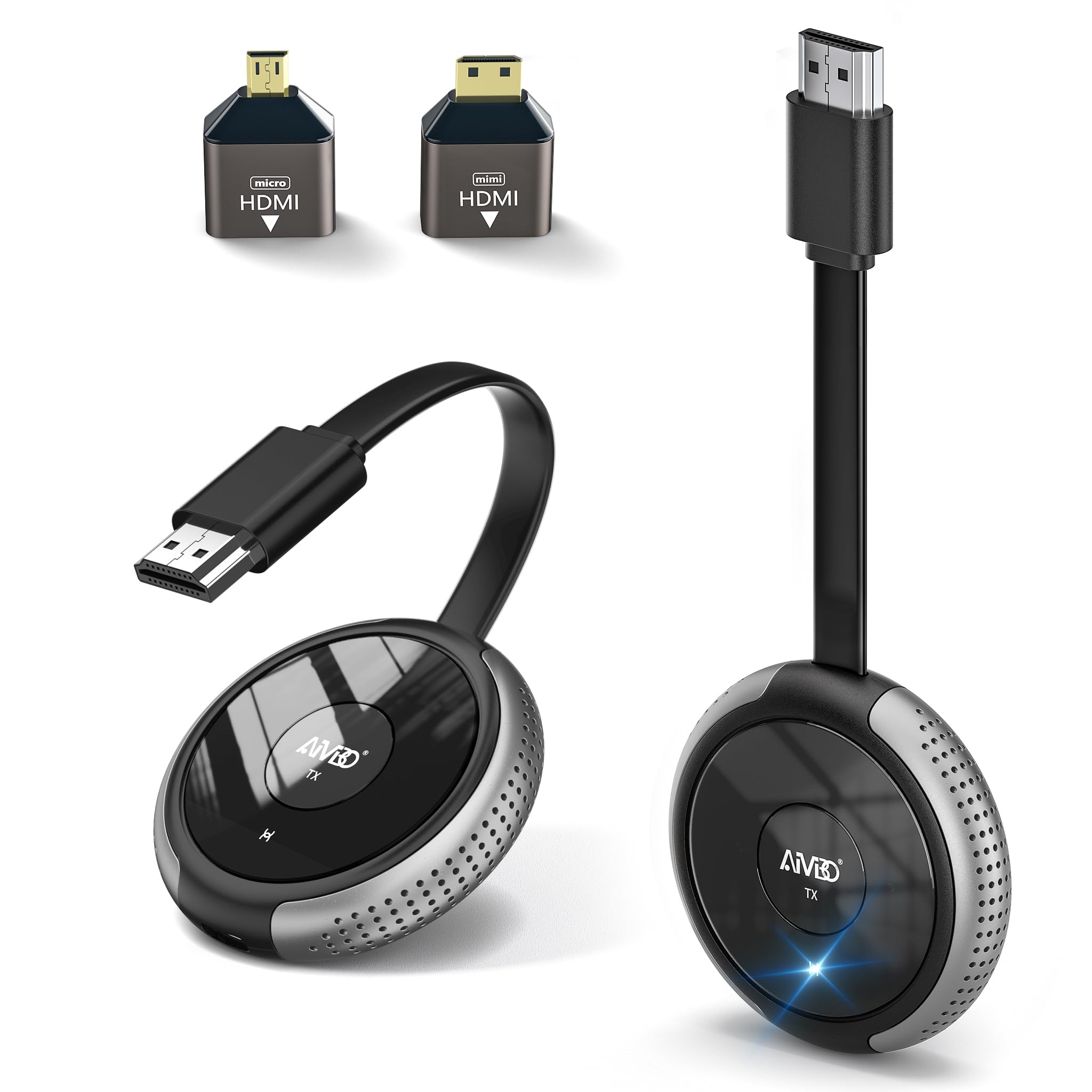 HDMI sans Fil,4K 5G Transmetteur et Récepteur 165FT/50M, HDMI VGA sur Double écran, Transmission en Direct pour Ordinateur Portable, Tablette, Appareil Photo, Prise en Charge Nefix/TikTok/Youtube