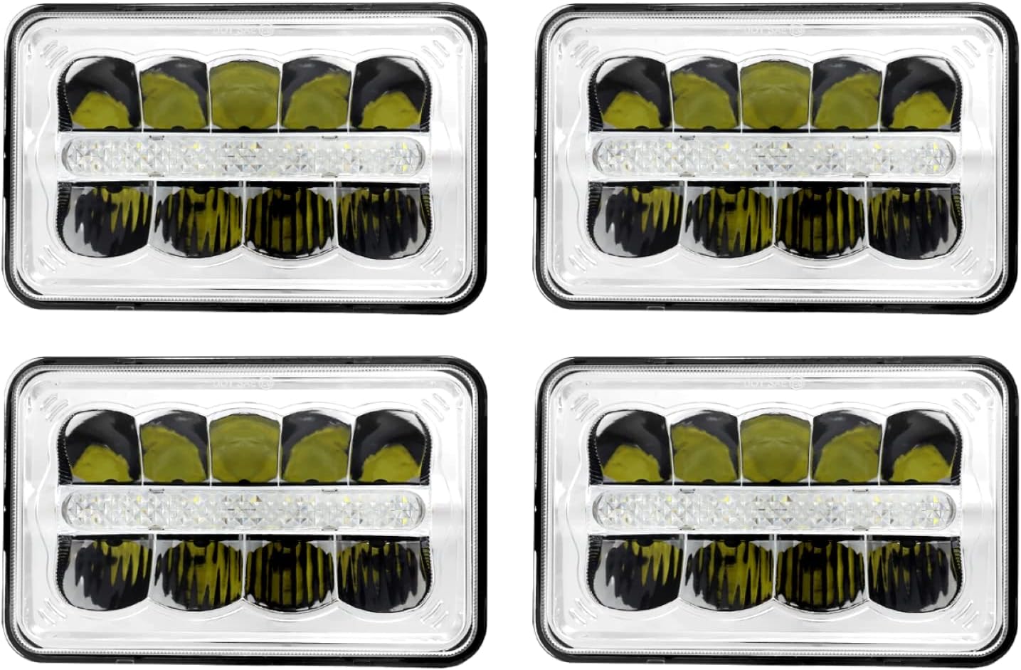 Auxbeam 4x6 LED Lights DOT Approved Replacement H4651 H4652 H4656 H4666 H6545 Rectangle LED Lamp for Peterbil Kenworth Probe Chevrolet Oldsmobile Cutlass with DRL High Low Beam (4 pcs)