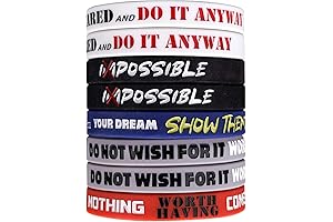 12-Piece Never Give Up Bracelet Set: Silicone Wristbands With Powerful Motivational Quotes
