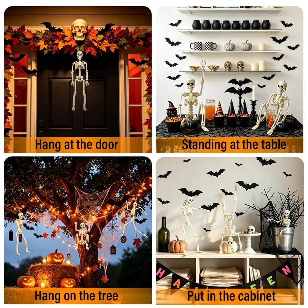Mini szkielet, 40 cm, zestaw 5 szt., dekoracja na Halloween, akcesoria do nawiedzonego domu, straszne akcesoria na Halloween