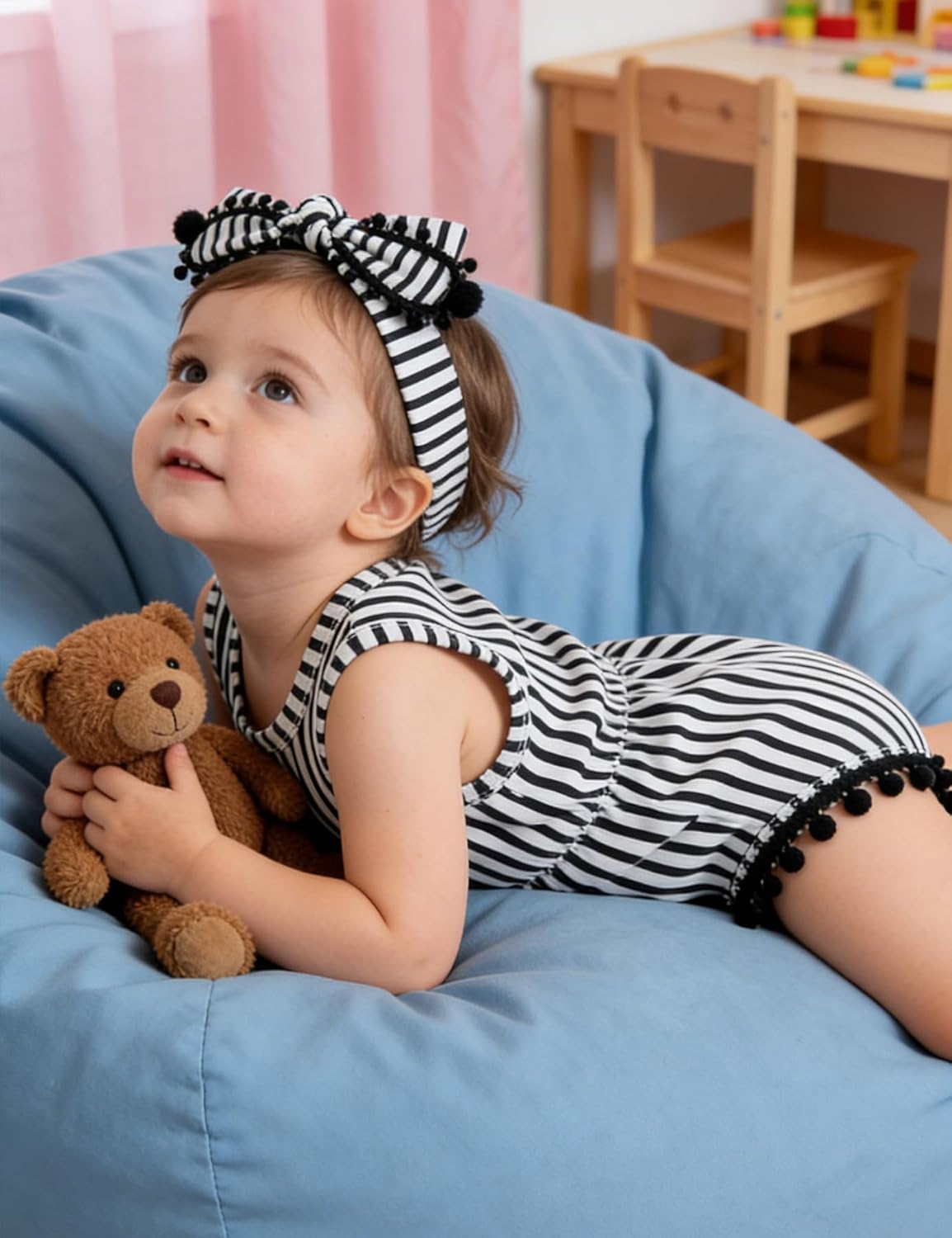 UNICOMIDEA Baby Girls Outfit Newborn Romper Jumpsuits Sleeveless One-Piece Clothes 0-24 Months Bodysuit with Headband - Image 3