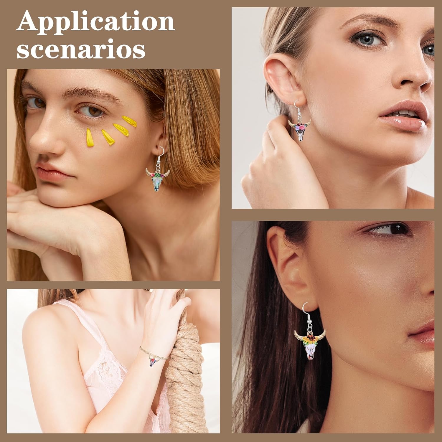 25Pcs Cow Charms, Western Charms for Jewelry Making, Small Metal Animals Enamel Charm for Earring Necklace Bracelet Making Flower Cattle Pendant for DIY Craft Supplies, Colored - Image 4