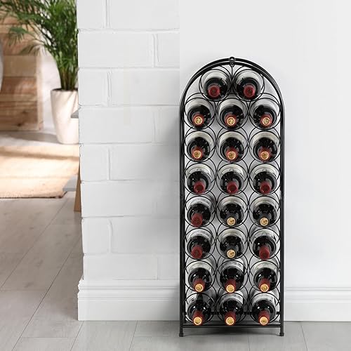 Miniatura 2 de HEOMU Estante independiente para 23 vinos, estante de metal para botellas de vino, soporte organizador de almacenamiento de vino, estante de