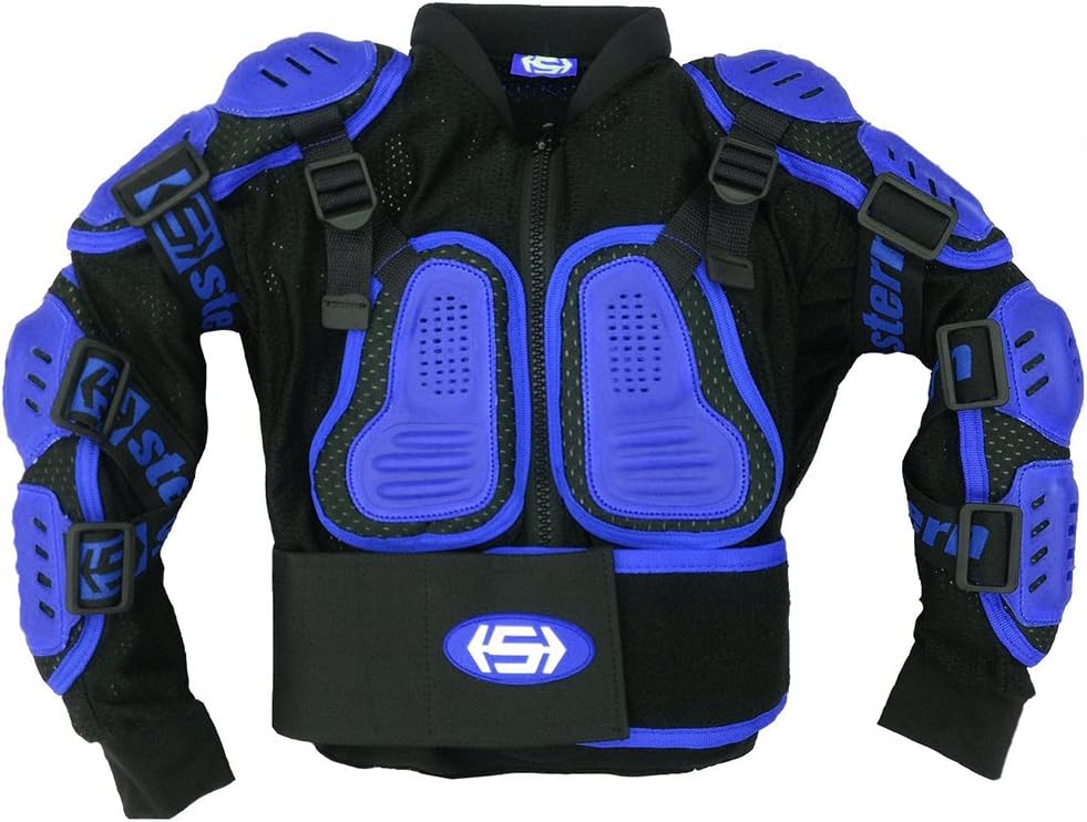 Kids Stern Motocross MX Body Armour Suit quad bike Jacket Blue