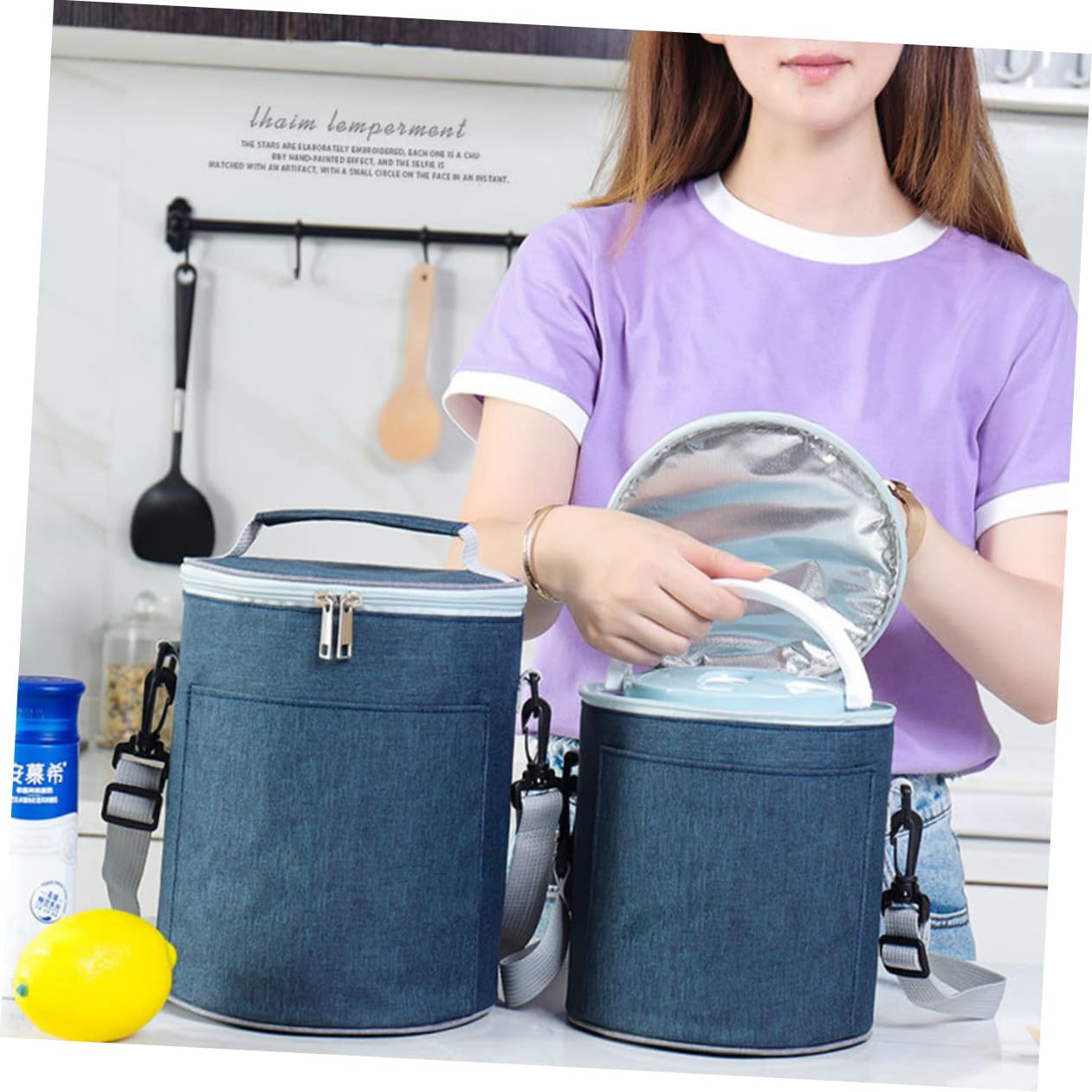 VANZACK Isoliertasche aus Oxford mit Aluminiumfolie Mittelgroß mit Handgriff und Schultergurt Vielseitige Thermotasche für Lunch Camping Arbeit und Reisen
