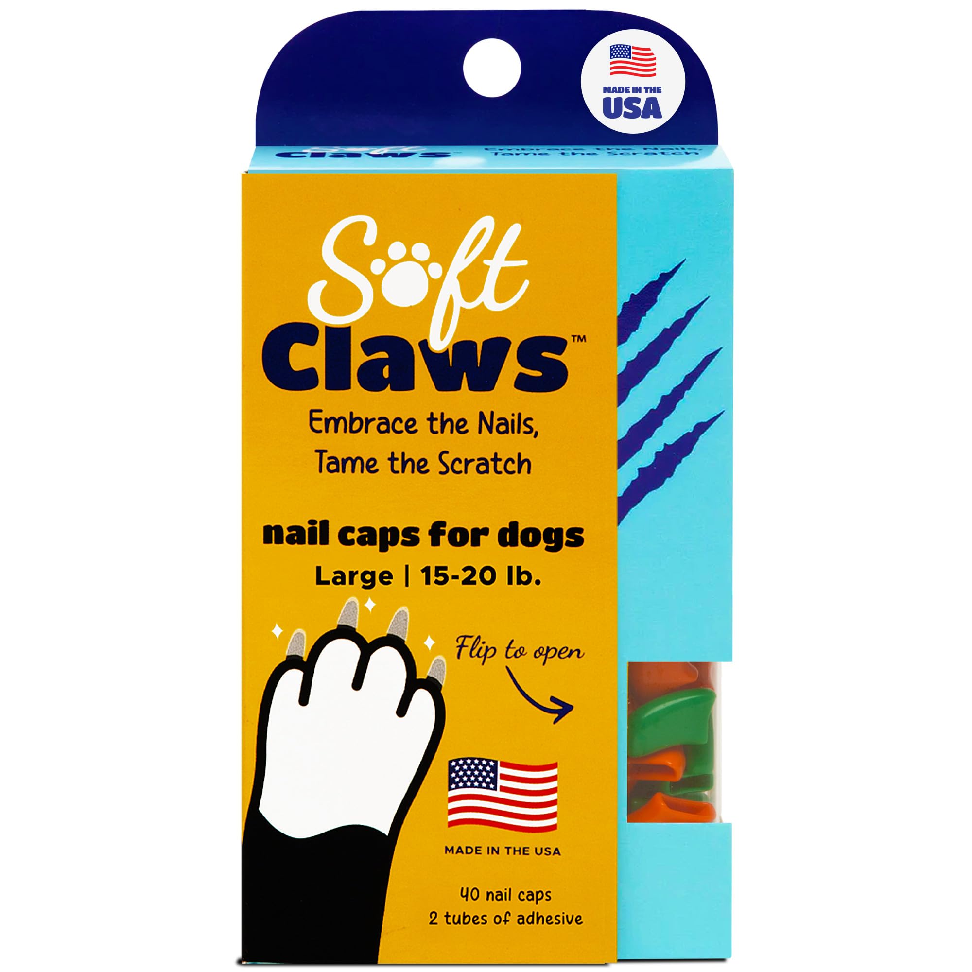 Soft Claws Dog Nail Caps, 40 Caps, Large, Summer