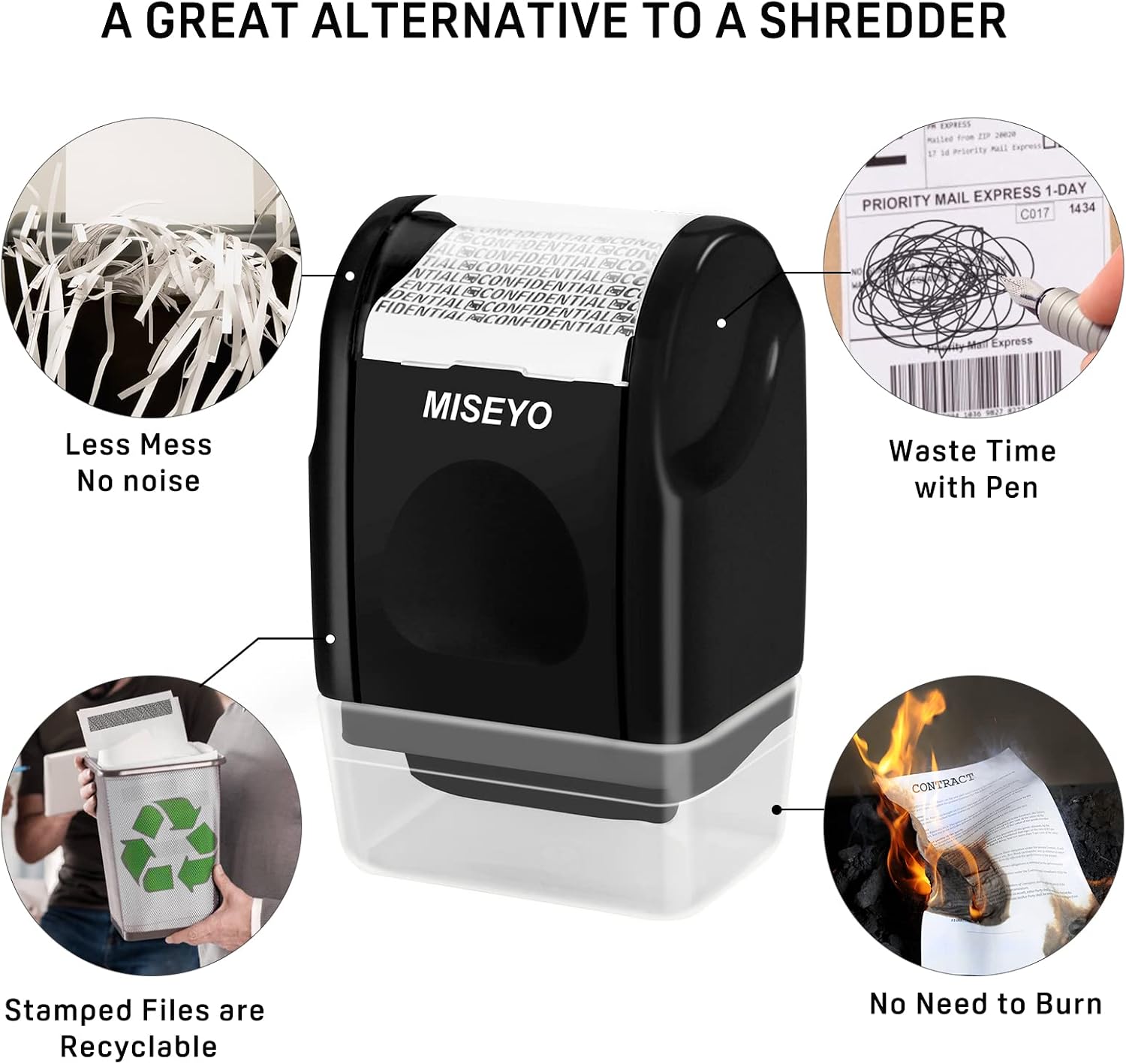 Miseyo Identity Theft Protection Roller Stamps for Data Barcode ID Privacy,Anti-Theft Security Prevention Confidential Roller Stamp Easy for Guard Personal Information Blockout - Black