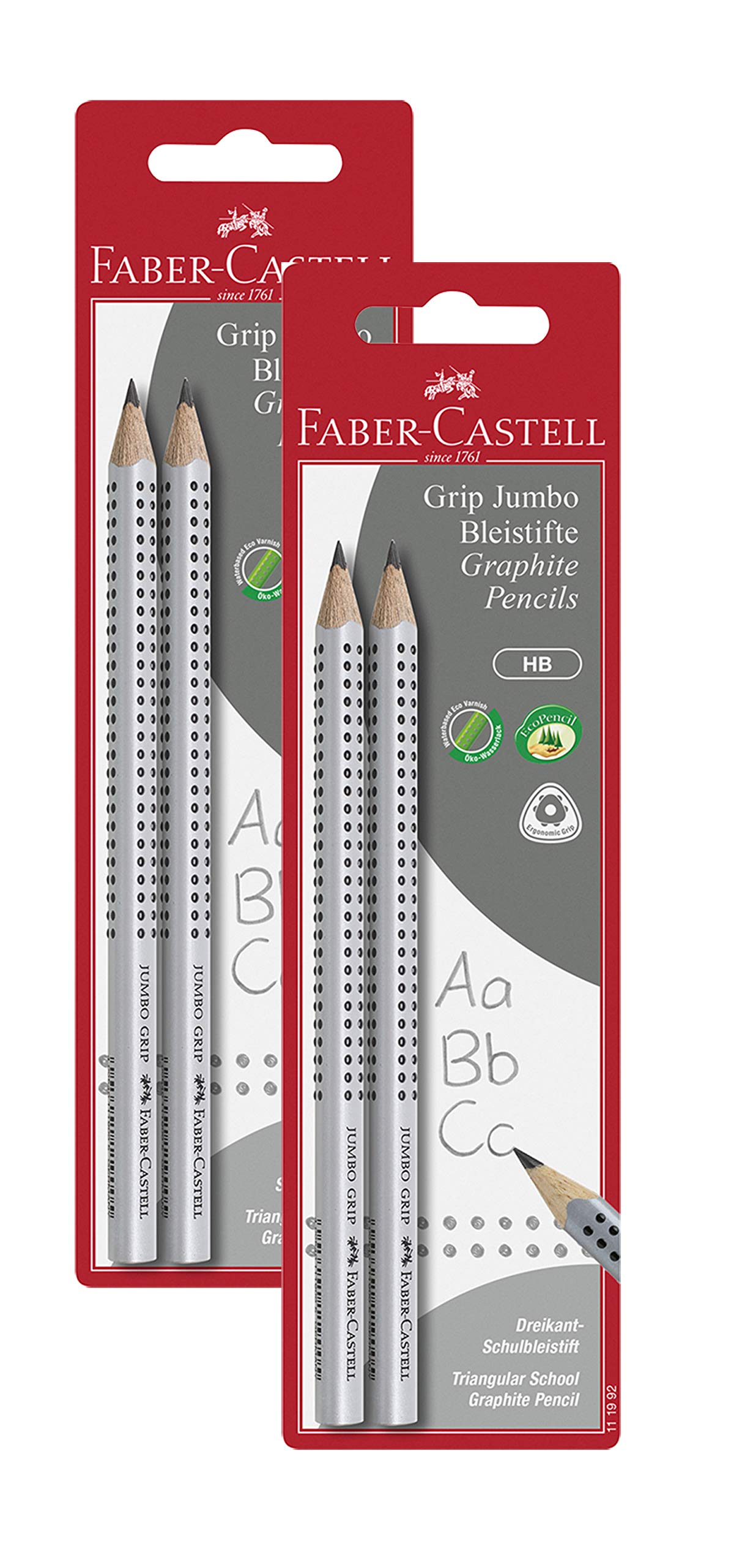 Faber-Castell 111992 Jumbo Grip HB - Lápices (2 unidades, 2 paquetes)