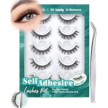 Obeyalash Self Adhesive Eyelashes Natural Look,Waterproof Preglued Lashes,Easy Strip Lashes for Beginners,No Glue Lashes Reusable Stick on Eyelashes for Daily Work & Travel Cat Eye 12mm M879