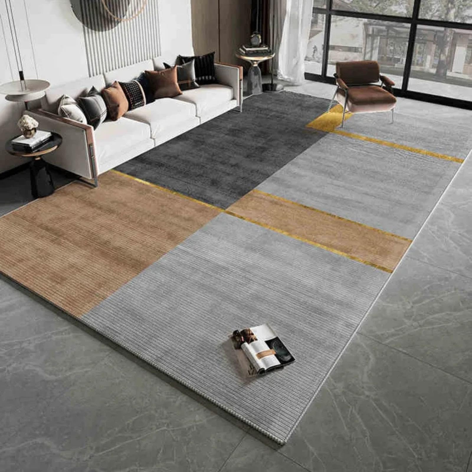 Tapis géométrique américain 140x200 cm au style salon moderne et design NSJR