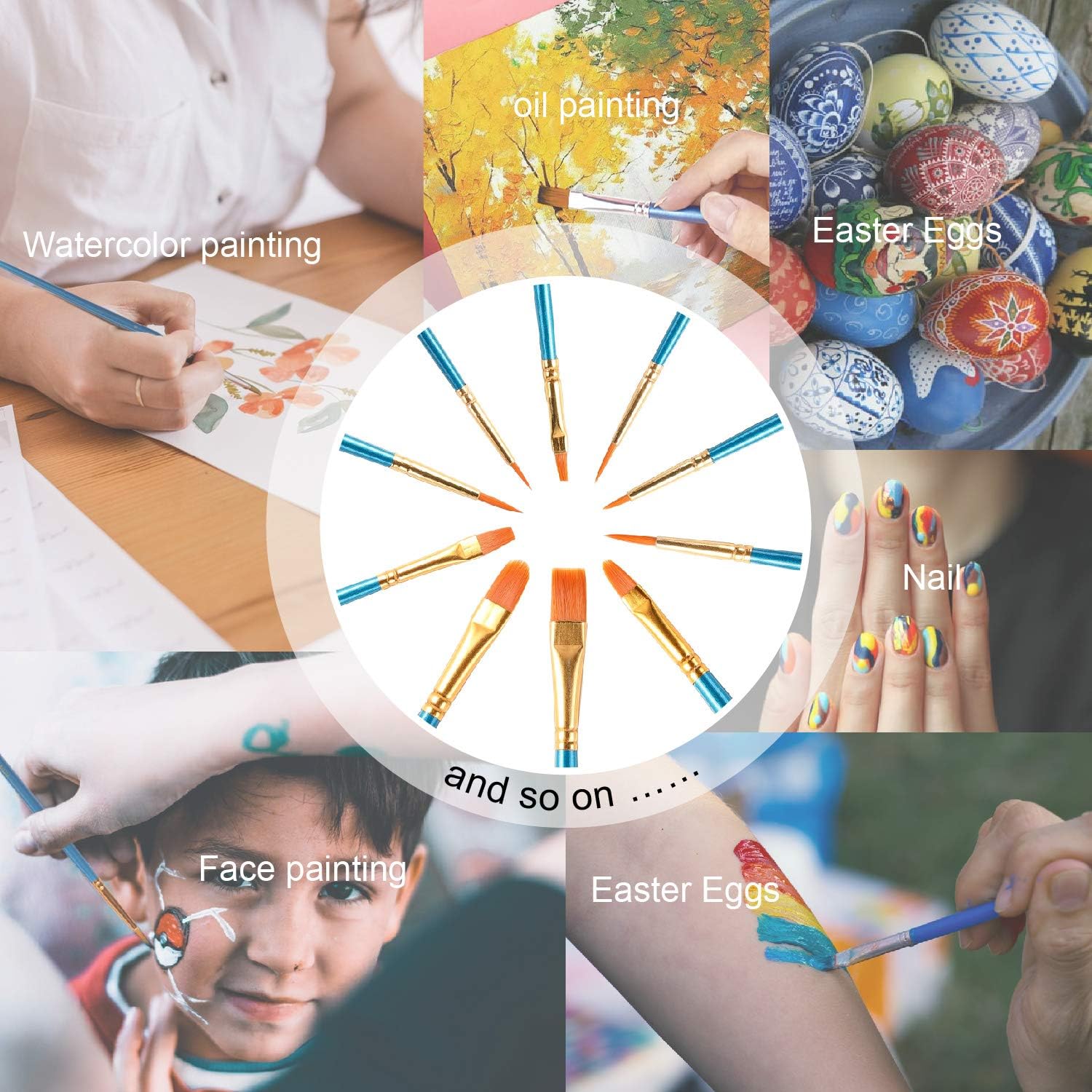 Paint Brushes Set for Acrylic Painting, 20 Pcs Nylon Hair Art Paintbrushes Kit for Watercolor Face Fabric Rock Model Oil Canvas Small Detail Miniature Painting, Kids/Adult/Artist Craft Supplies