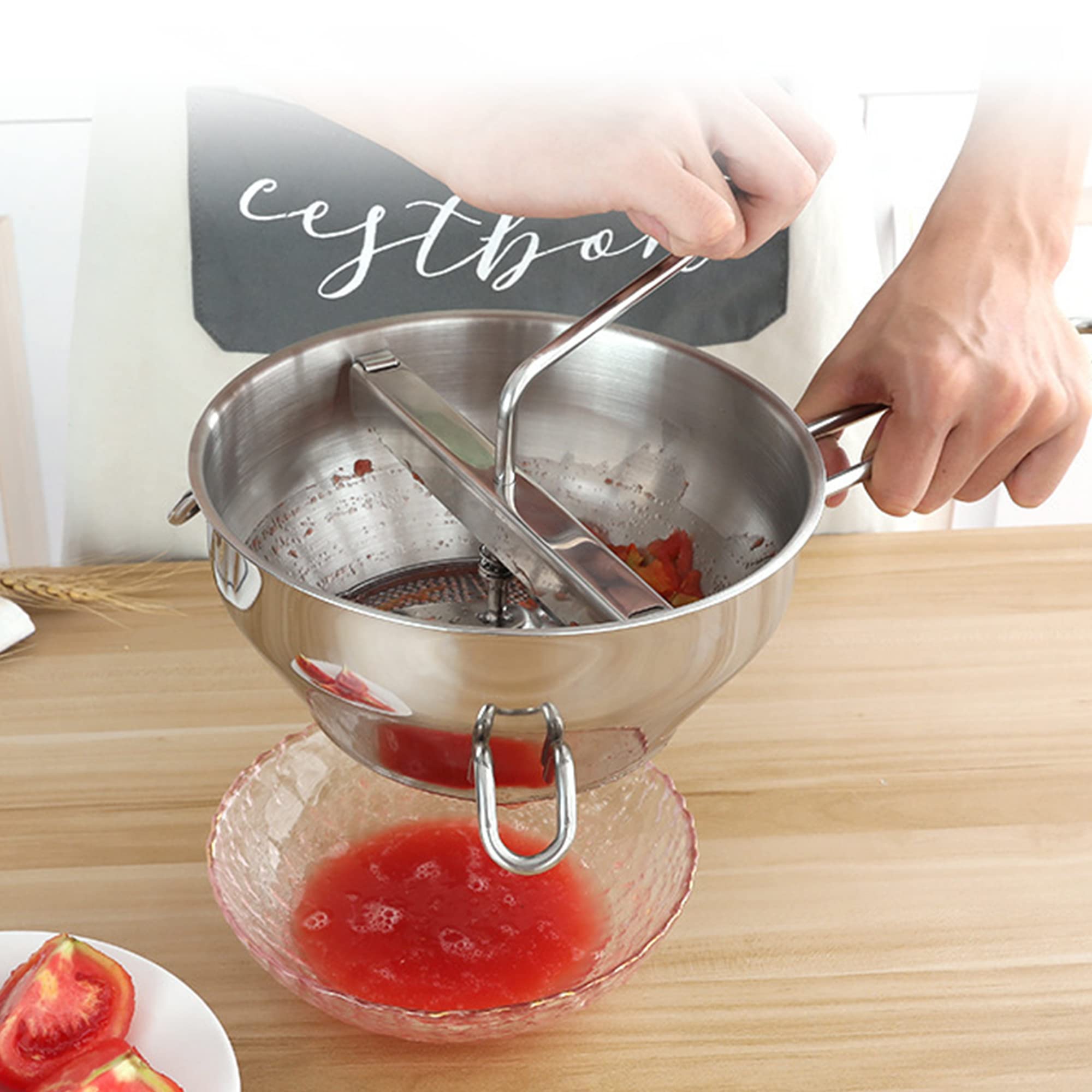 Tnarru Moulin Alimentaire en Acier Inoxydable Moulin de Cuisine Portable Multifonctionnel Mélangeur Alimentaire Rotatif pour Sauce Ketchup Tnarru Moulin Alimentaire en Acier Inoxydable Moulin de Cuisine Portable Multifonctionnel Mélangeur Alimentaire Rotatif pour Sauce Ketchup
