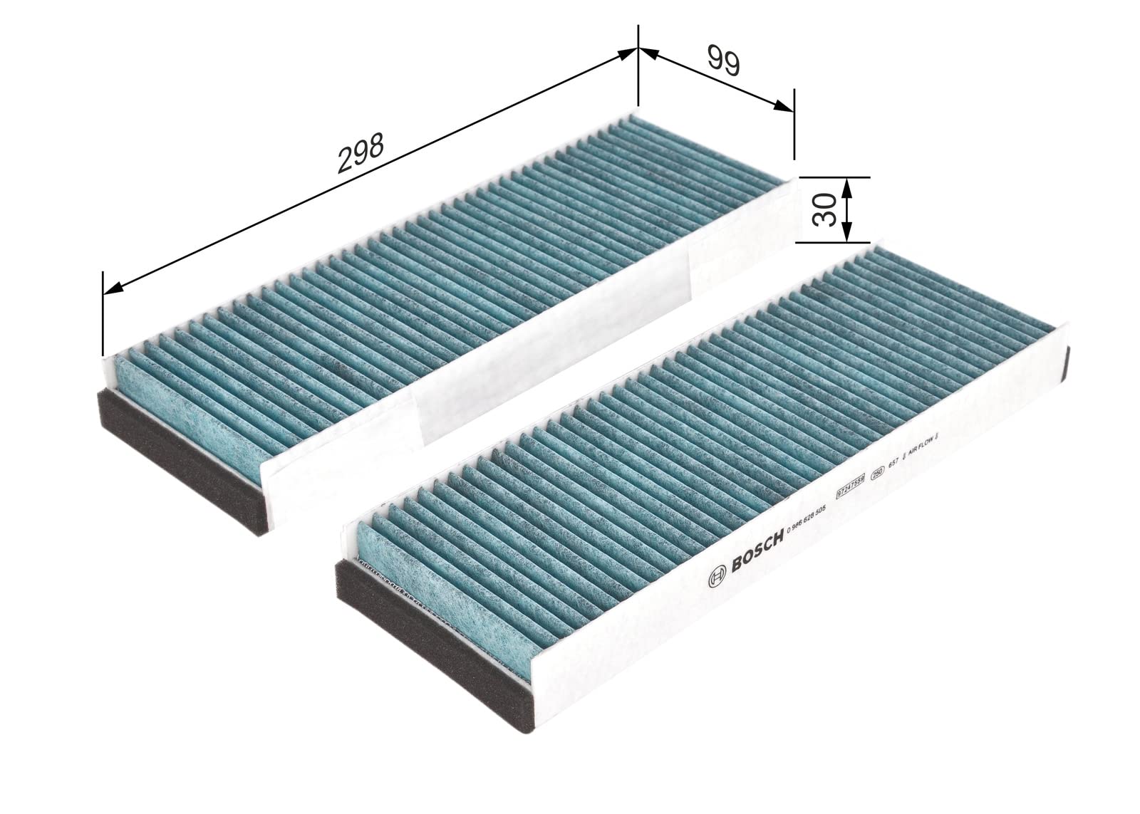 Bosch A8505 - Filtre d'habitacle anti-odeurs et anti-bactérien Filter+ - filtre à poussière et à pollen