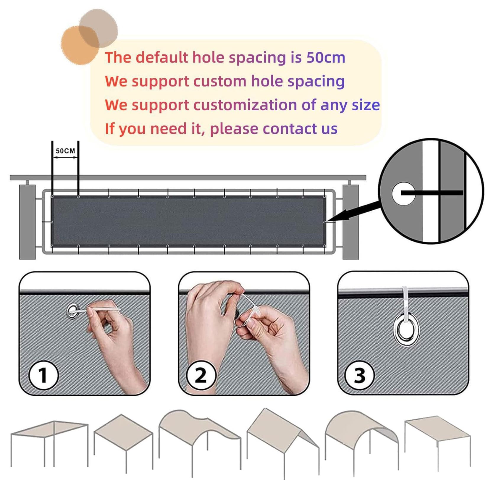 Osłona Ekranu Chroniąca Balkon 150 x 225 cm Słoneczny Wiatr Ogrodzenie Z Siatki Przeciwwiatrowej Z Liną I Aluminiowymi Oczkami Na Taras, Patio, Balkon, Kolor kremowy