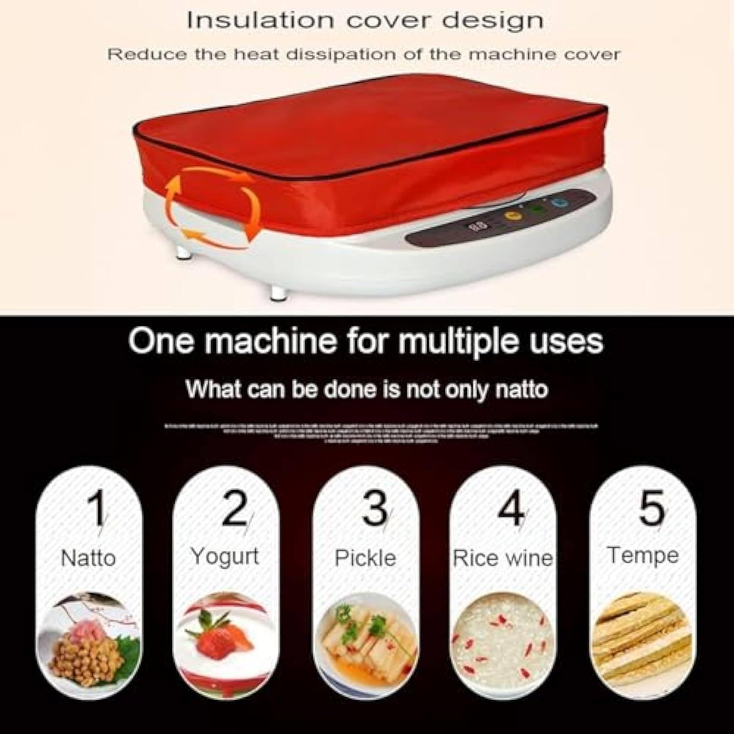 Inteligentny Natto Maker - 3,5l Domowy Ryż W Wino Fermentor Machak Jogurtowy - Maszyna Fermentacyjna Pikle - Ryż Natto, Jogurt, Fermentacja Wina