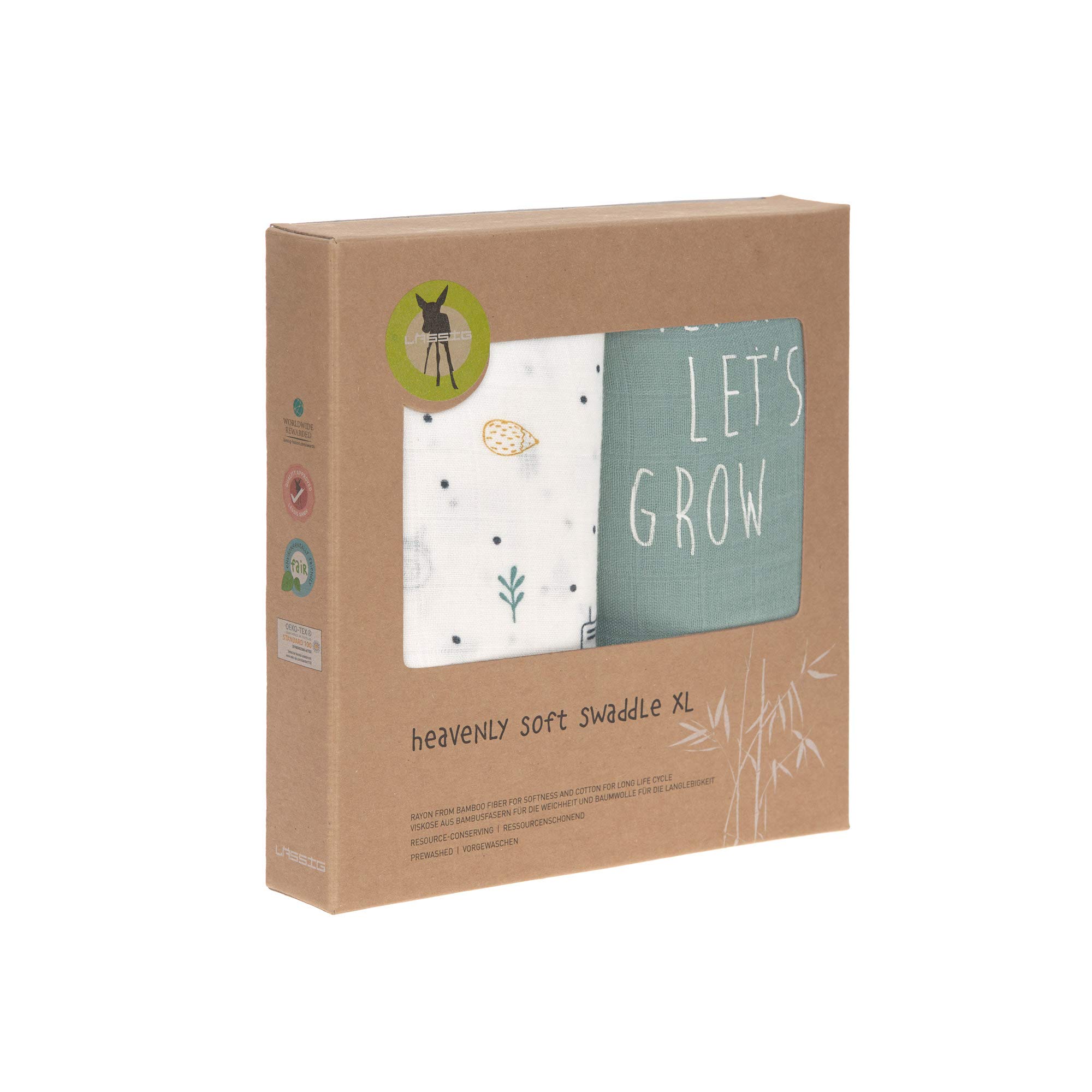 LÄSSIG Panno per ruttini per neonati in mussola set di 2 pezzi in cotone 120 x 120 cm/ Heavenly soft Swaddle XL Garden Explorer Tractor