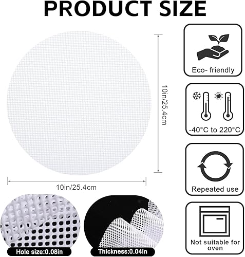 Miniatura 2 de 10 alfombrillas de malla de silicona antiadherente de 10 pulgadas, almohadilla de revestimiento de vapor de bambú reutilizable, revestimientos