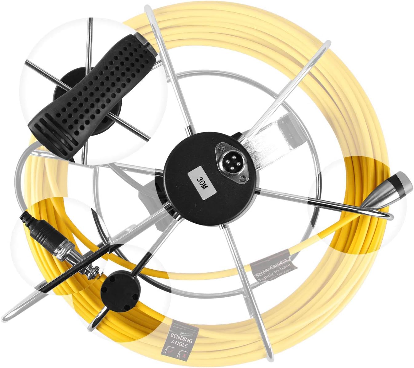 100FT/30M Sewer Cable for Pipe Inspection Camera (7D1-30M-Cable)(Replacement Only for Brands: HBUDS, IHBUDS, Anysun)