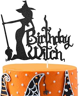 LECAKTO Birthday Witch Cake Topper, Witch Cake Topper, Happy Birthday Witch Decor for Girlâ€™s Birthday Halloween Party Decoration Supplies