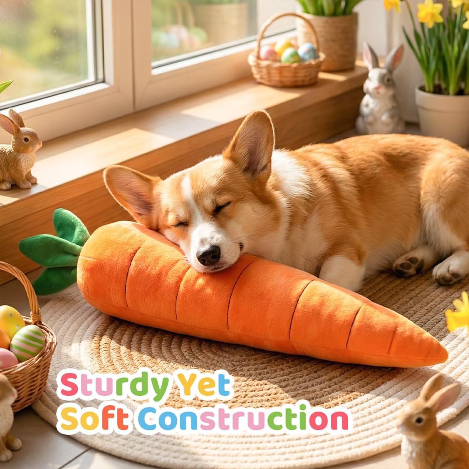 Rieseinsatz für Hund - Riesiger Karotten-Spielzeug, 5er Set quietschendes Plüschspielzeug für kleine, mittlere und große Hunde, Indoor und Outdoor, Beruhigungssspielzeug mit