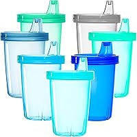 Youngever 7-Pack 10oz Kids Sippy Cups in Coastal Colors - BPA-Free, Break-Resistant Spill-Proof for Toddlers & Infants