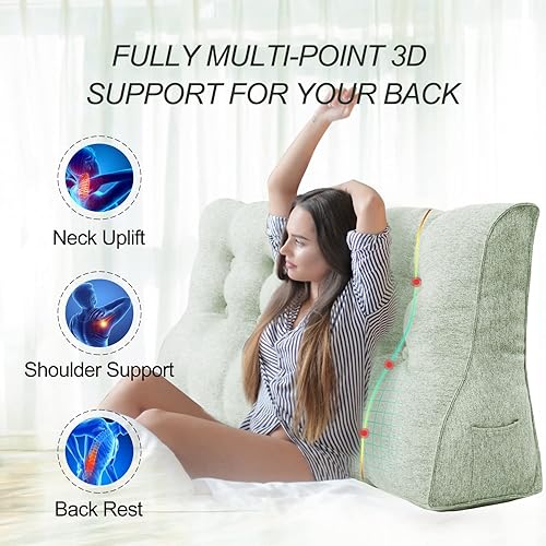 Miniatura 3 de Almohada de cabecera elevada de cuña grande para cama, almohada curvada de lectura, almohada de apoyo para la espalda para sentarse en la cama XXL,
