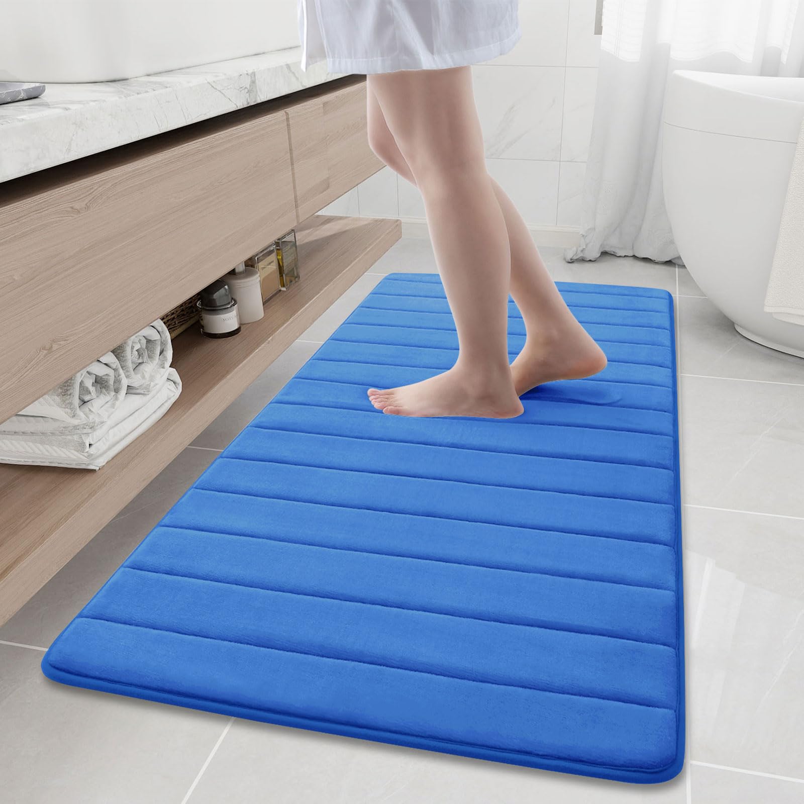 Buganda Memory Foam Bath Mat, 60" x 24", Ultra Soft and Non-Slip Bathroom Rugs, Water Absorbent and Machine Washable Bath Rug Runner for Bathroom,
