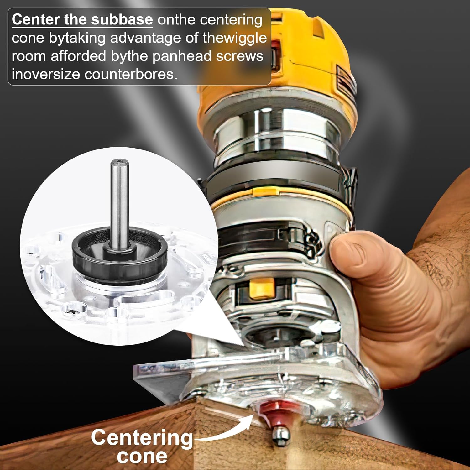 DNP617 Centering Cone for DE-WALT Fixed Base Compact Router, Silver