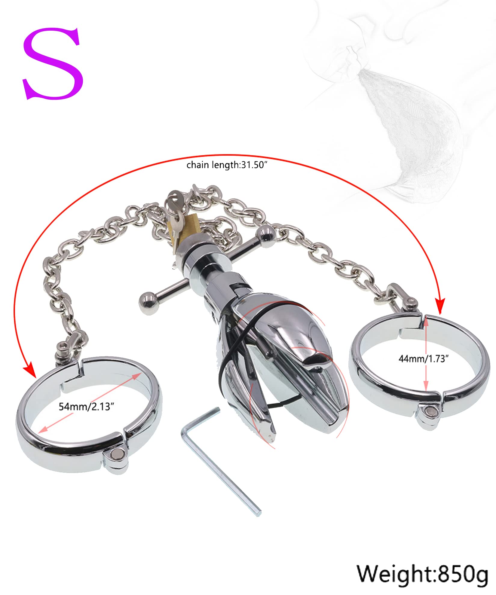 BDSM Bondage Manette in acciaio inossidabile Plug anale anale con serratura Set di ritenuta SM Manette con serratura Manette for flirt BDSM Giocattoli sessuali for coppie(S)