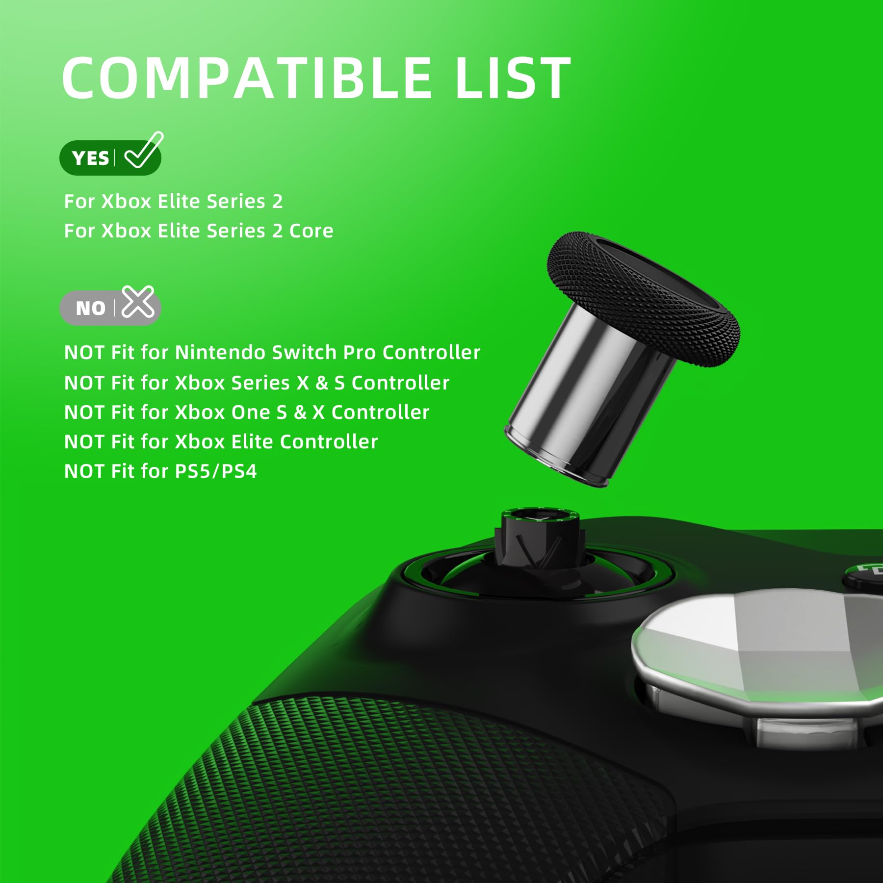 eXtremeRate Joysticks avec D-Pad Bouton Palettes Métal pour Xbox Elite/Series 2 Core Manette, Bouton de Remplacement pour Xbox Elite Series 2, 12 en 1 Argenté et Argenté
