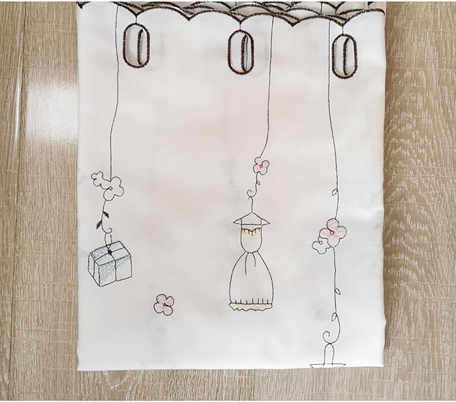 Valances Curtain White Cafe Kitchen Curtain Cartoon Pictures for Living Room, Balcony, Home Window Decor (Color : Cloth, Size : H:70cm W:110cm) (Cloth H:60cm W:230cm)