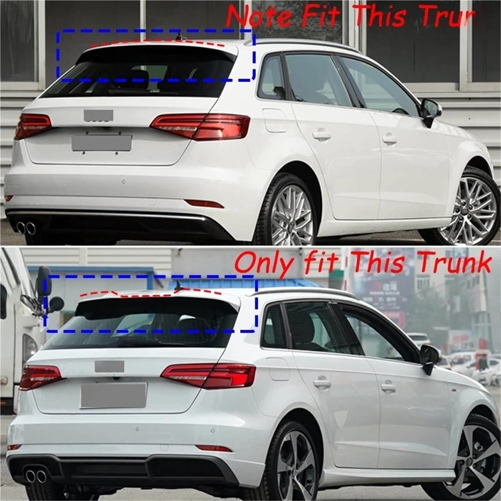 Spoiler dachowy tylnego bagażnika kompatybilny z Audi A3 S3 s-line 8V Sportback Facelift 2016-2020 plastik ABS Maxton Style zestaw aerodynamiczny(Carbon Look)