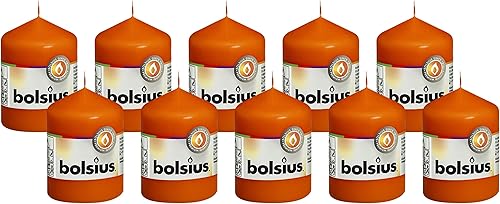 Miniatura 8 de BOLSIUS 10 velas de pilar naranjas 225 x 6 pulgadas calidad europea premium envueltas individualmente 42 horas de tiempo de combustión sin goteo