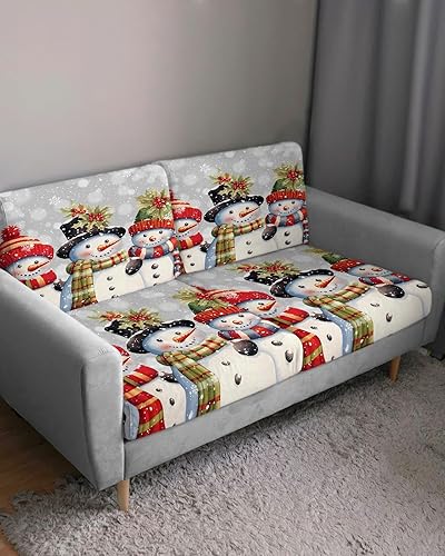 Miniatura 3 de Fundas de cojín para sofá de Navidad, funda elástica para sofá con parte inferior elástica, fundas de sofá de Navidad, diseño de copos de nieve,