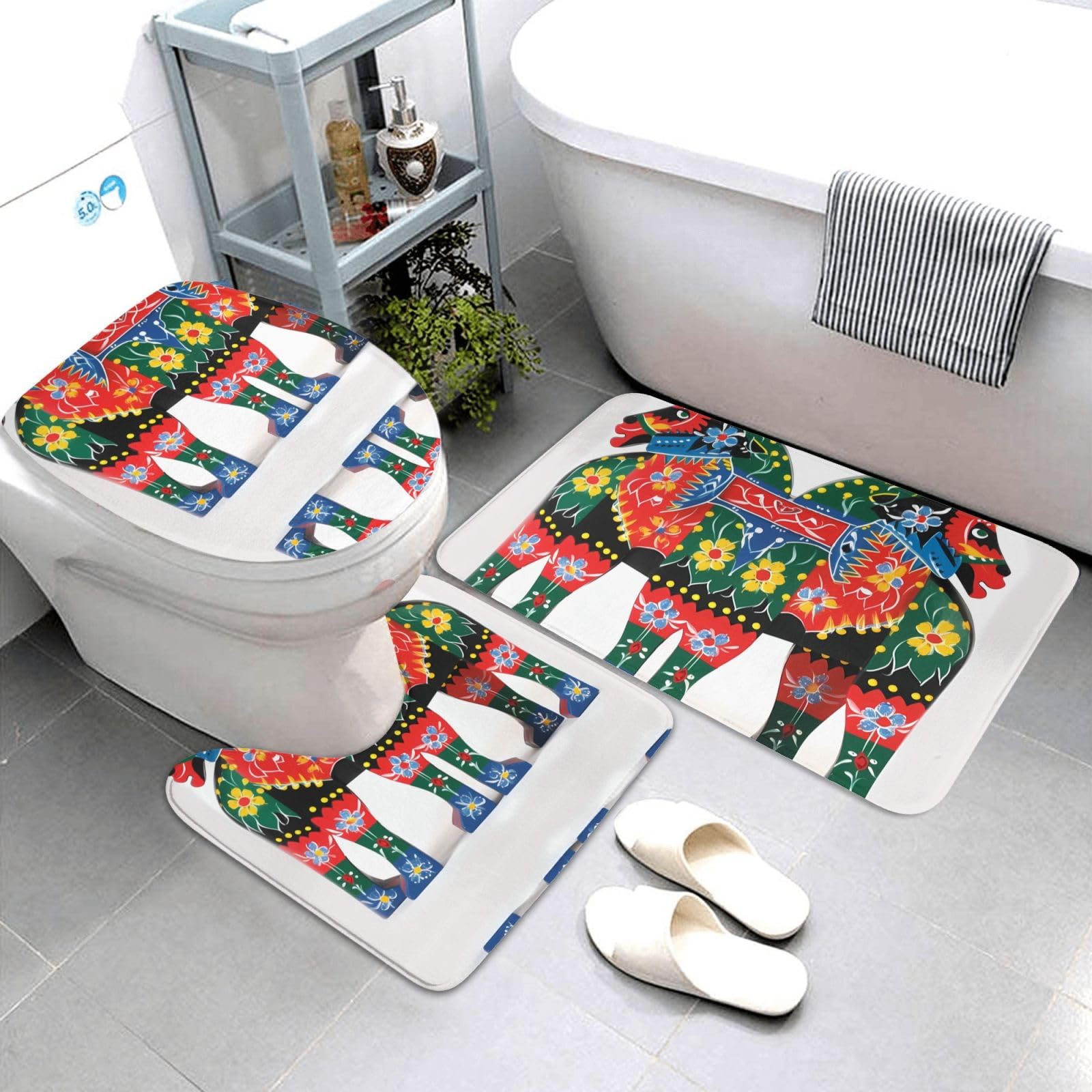 Tapis de bain doux antidérapant 3 pièces pour éliminer l'eau au sol de la salle de bain
