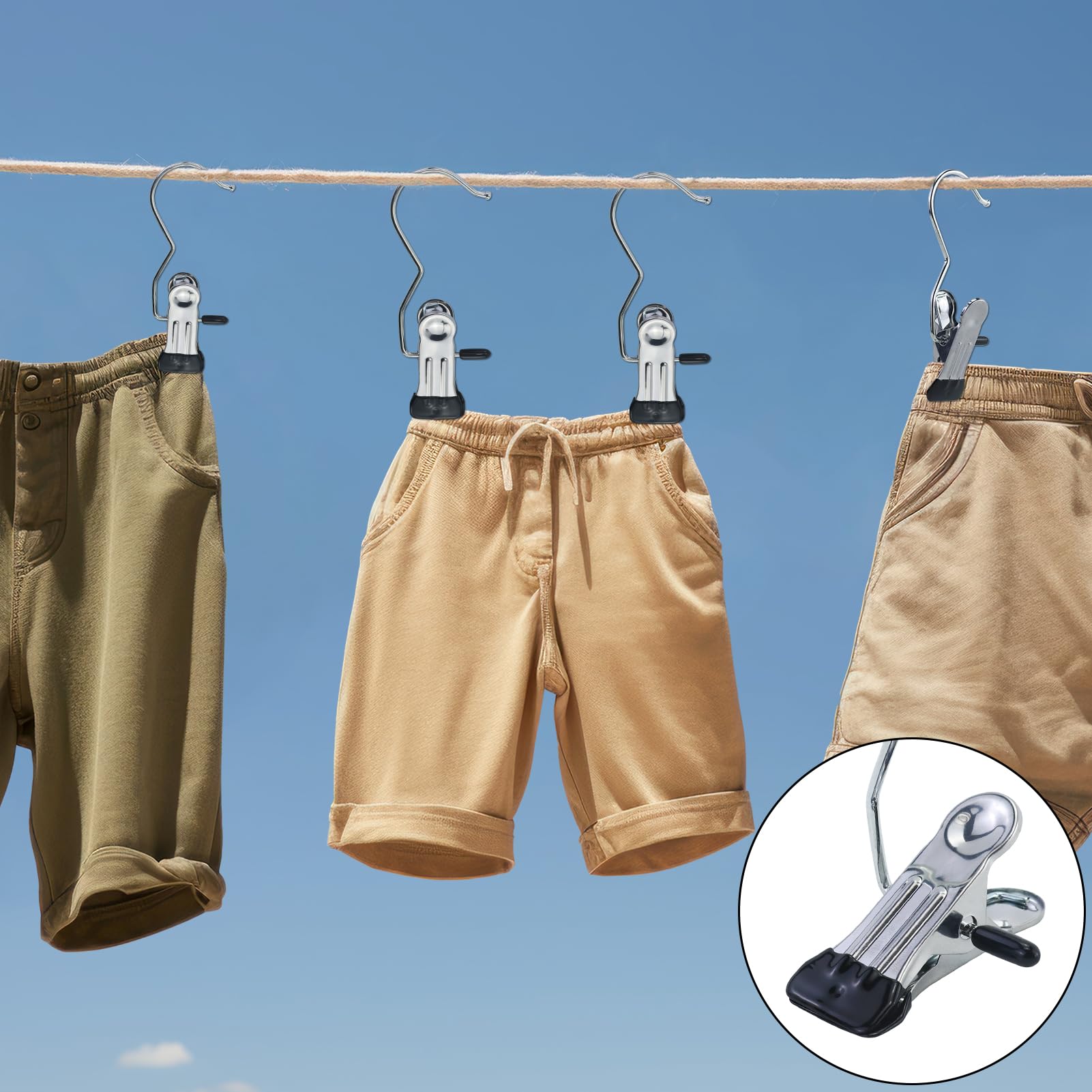 40 ganchos portátiles para ropa, pinzas de ropa, ganchos giratorios de 360°, pinzas para botas de metal, perchas antideslizantes para pantalones, zapatos, toallas, bufandas, gorros.