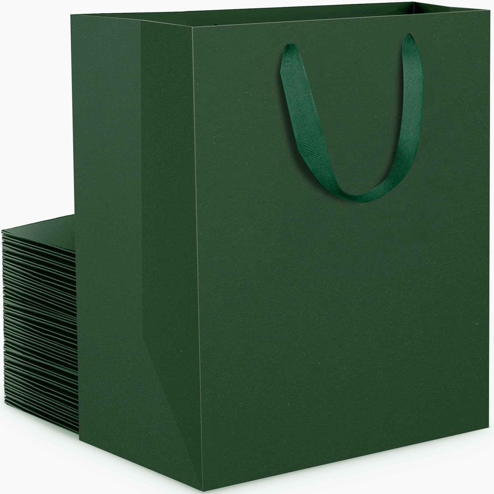 EUSOAR Geschenktüten mit Henkel - 30 Pack Dunkelgrün Gift Bags L 25x13x32cm - 230GSM Papiertüten Groß für Verpacken - Weihnachten Party Geschenktaschen Grün