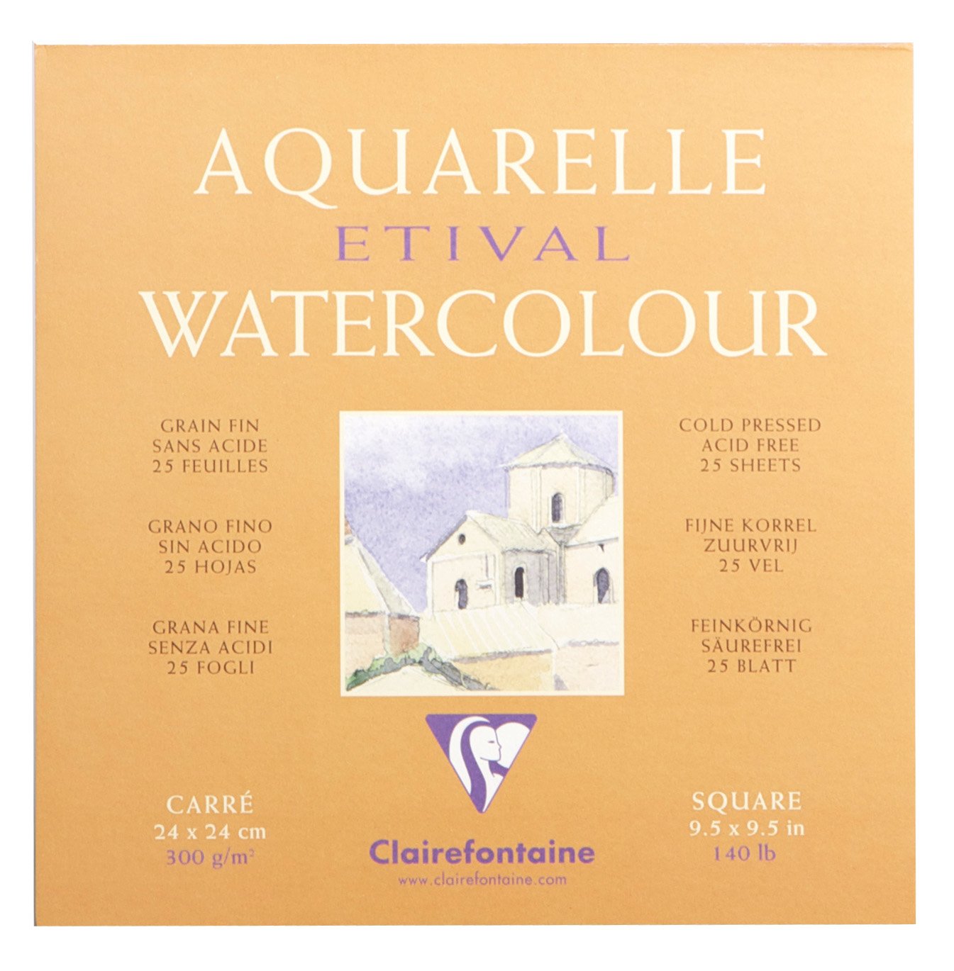 Clairefontaine 96476C blok do akwareli Etival 4 24x24 cm 300 g 25 arkuszy