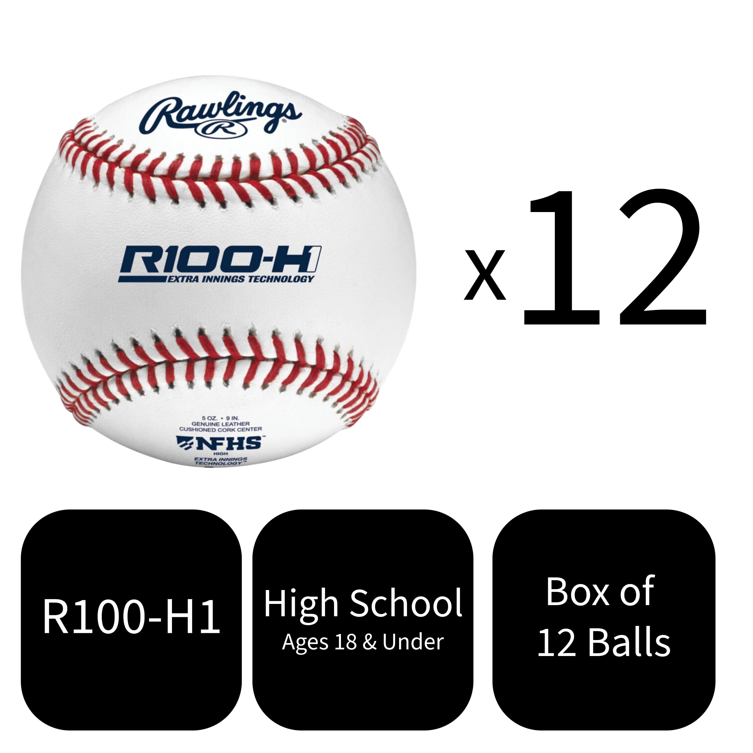 Balles De Baseball Rawlings High School - Boîte De 12, Modèle RLLB1-DZ, Neuves Scellées, NFHS