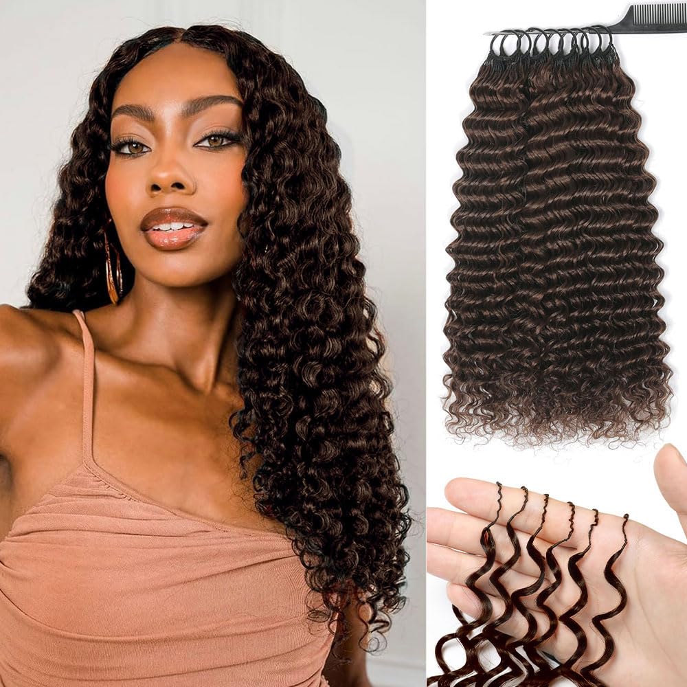 Renyarch Hair Crochet Human Hair Bundles for Black Women 20 Pollici Deep Wave Hair Crochet Hair 200g 160c Black Water Wave Wet and Wavy Invisible Knotless Curly Extensions