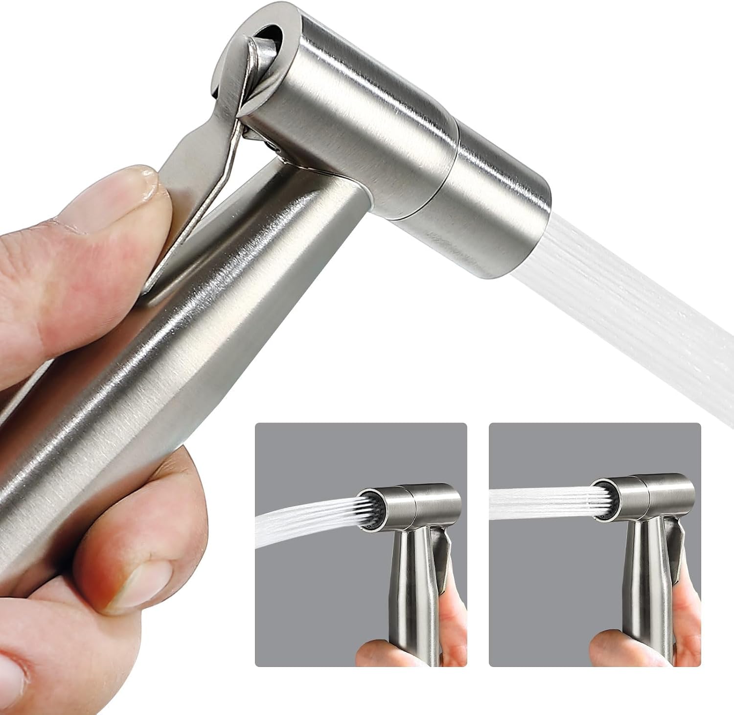 BARROCK 2 Pack Bidet Sprayer Head Only, Stainless Steel Handheld Shattaf Jet Spray for Toilet, Baby Cloth Diaper Sprayer with Adjustable Water Pressure Control, Brushed Nickel