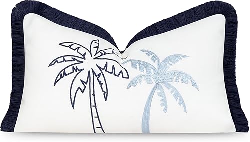 Hofdeco Premium Coastal Patio Funda de Almohada Lumbar para Interiores y Exteriores Solamente, 12"x20" Repelente al Agua para Patio Trasero, Sofá,