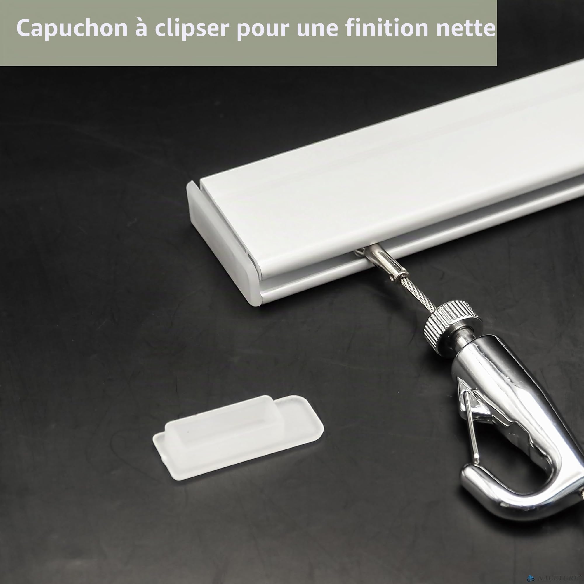 Système d'accrochage de cimaise – Système innovant de rail de suspension artistique comprenant 4 rails à photos de 61 cm, 4 crochets de 2 m et matériel d'installation – Kit élégant de suspension pour