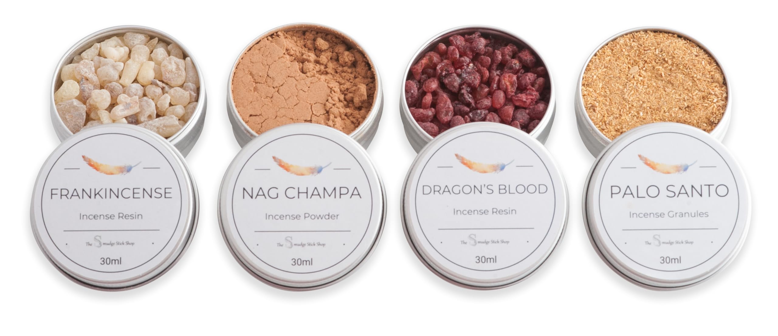 Fresh Incense Mixed Collections in 30ml Tins (Frankincense, Nag Champa, Dragon's Blood and Palo Santo)