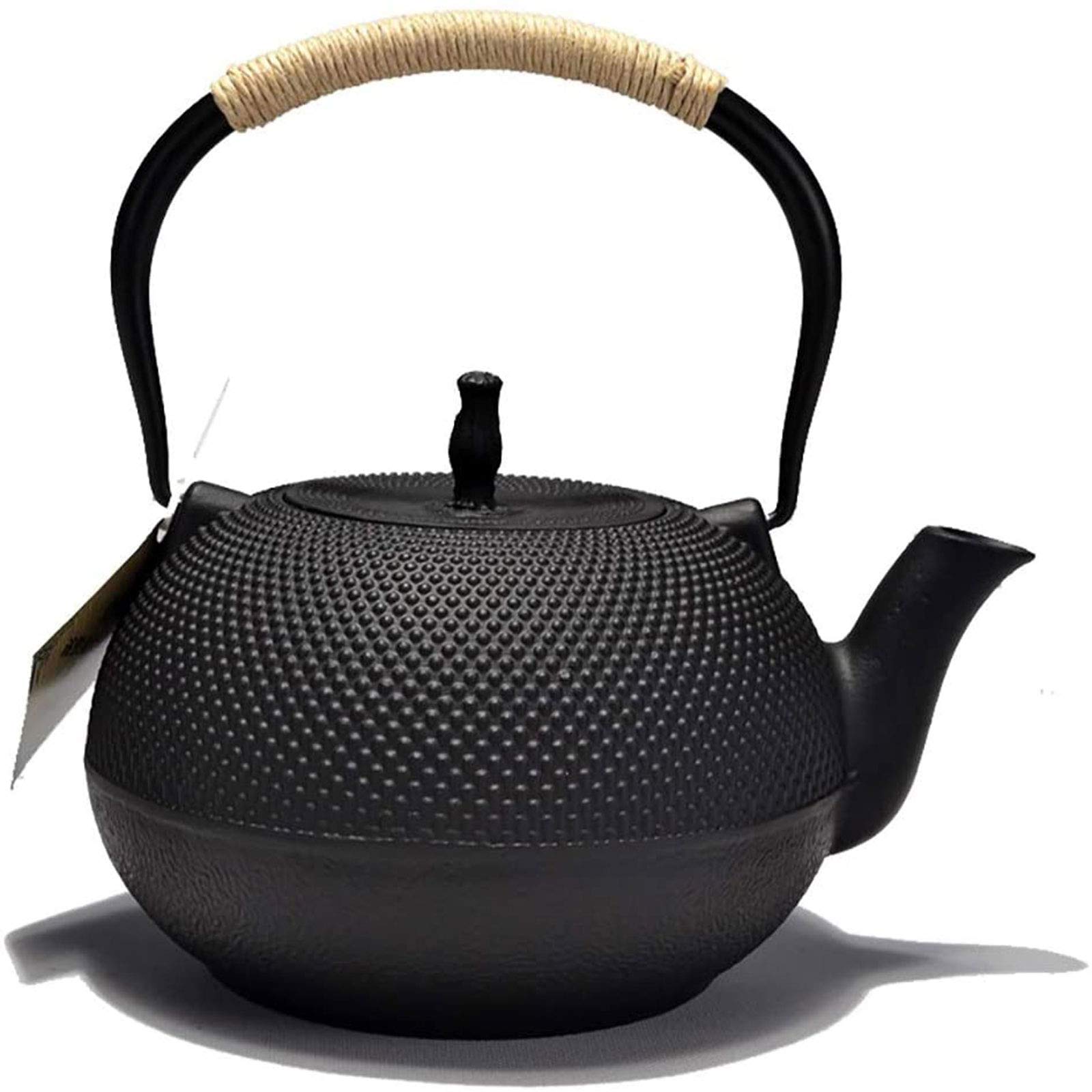 MGEMJMJ 1800 Ml Teapot Tea Kettle Tea Pot Cast Iron Kettle Teapot Comes With Strainer Teapot (Black), Cast Iron Tea Kettle To Keep Tea Warm(Color:A)