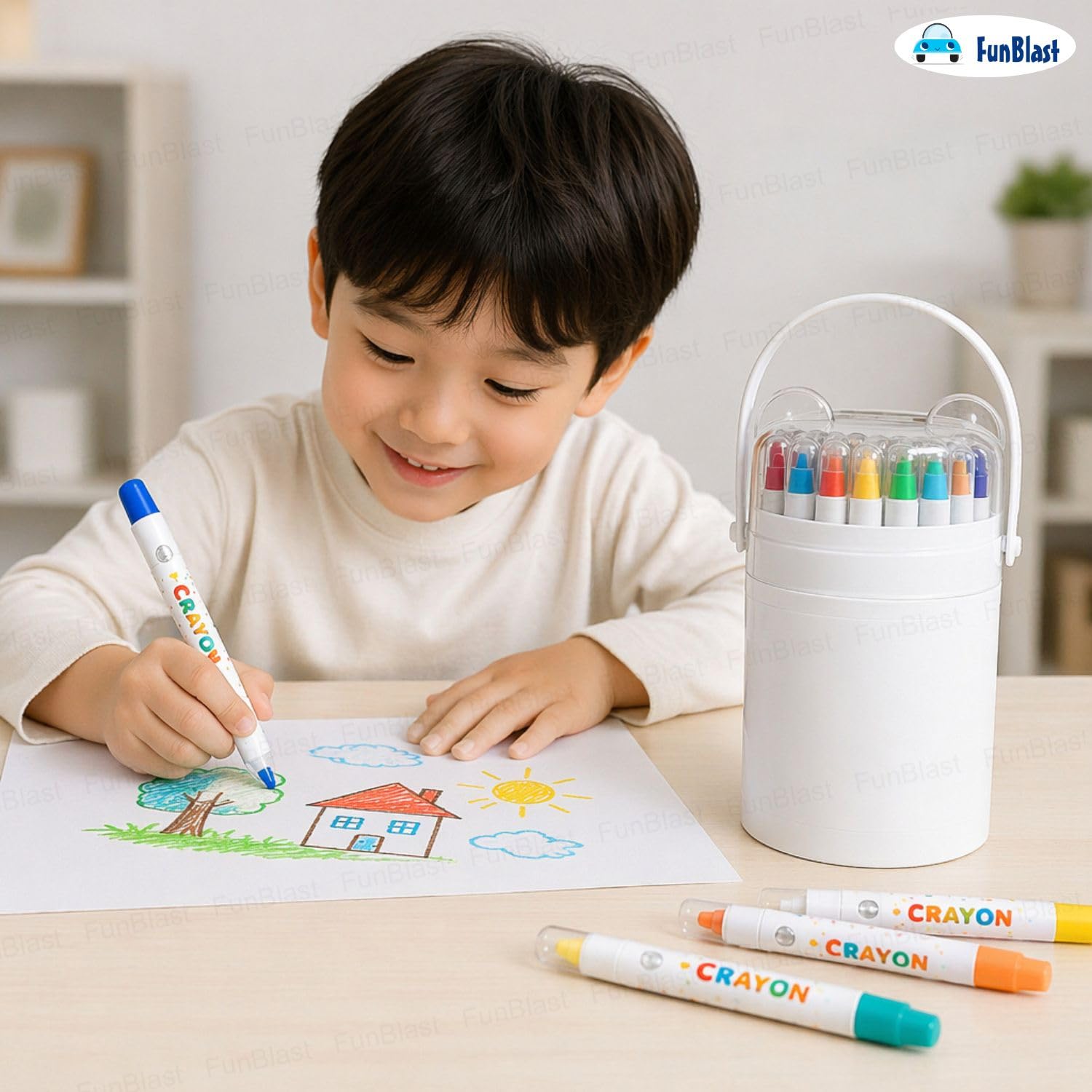FunBlast Crayons for Kids - 12 Shades Art Set -9